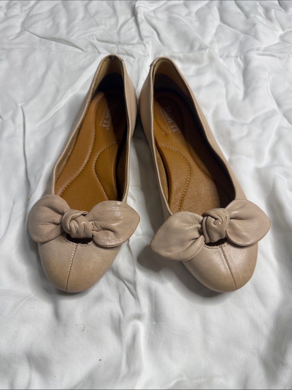 Born Beige Bow-Accent Ballet Flats - Women